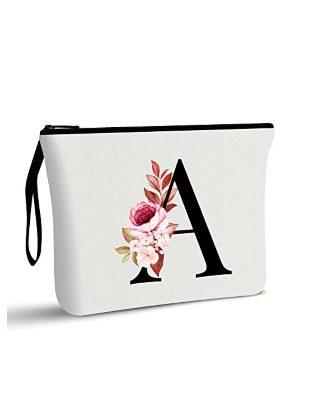 Initial A-Z Makeup Bag Canvas Silk Lined Bridesmaid Gift Travel Cosmetic Case